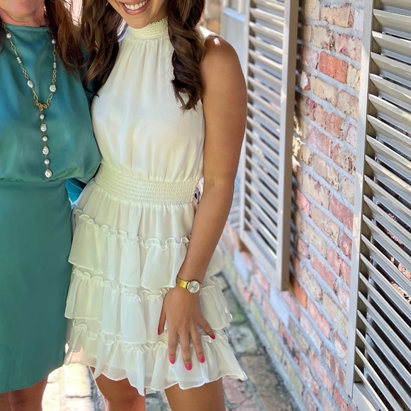 1. State Smocked neck tiered ruffle dress - Picture 1 of 3